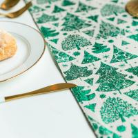 Mantel Individual Navideño con Borlas y Estampado Dorado - Tela de Algodón y Lino Ecológico para Decoración de Mesa (Estilo Rústico Premium) - details 6