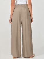 Pantalones de mujer de lino de playa pierna recta con bolsillos pantalones femeninos de cintura alta pantalones sueltos trajes moda coreana - details 11