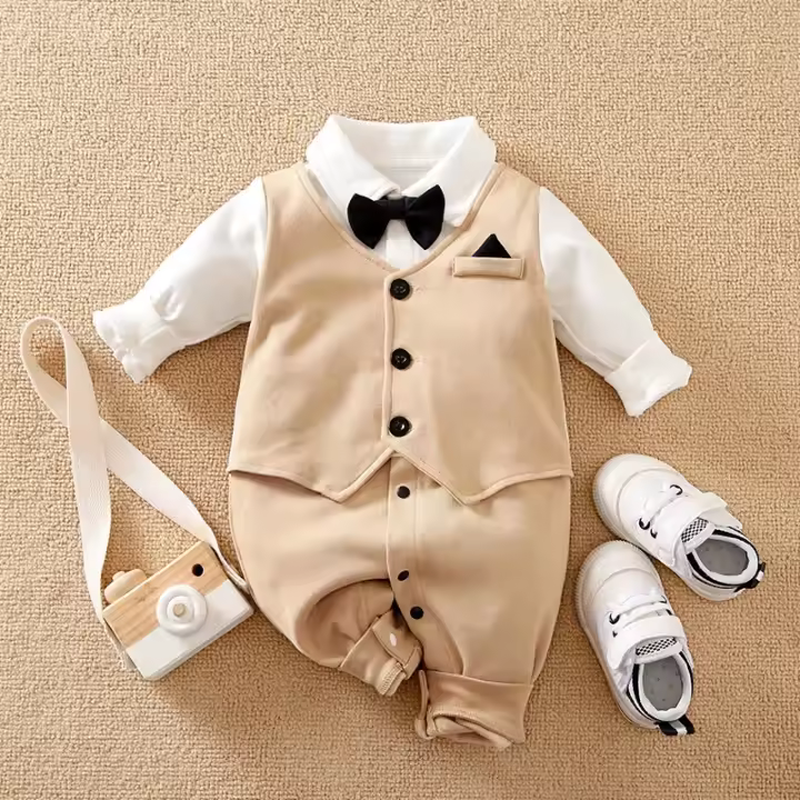 Sg otoño niños y niñas hanome caballeros formal we bas en cómodo mono de bebé de manga larga - 1