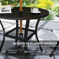 Mesa de Jardín Exterior Redonda de Metal con Orificio para Parasol Estante Inferior con Estilo - details 6