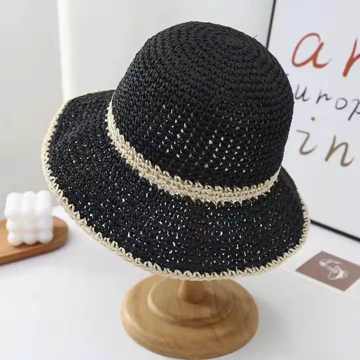 Nuevo cubo de paja de verano para mujer, sombrilla para exteriores, pescador, moda para mujer, sombrero de playa para vacaciones, regalo de primavera - 1