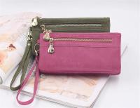Cartera de Mujer de Cuero con Pulido Dull de Gran Capacidad Billetera de Doble Cierre Clutch Wristlet Cartera de Teléfono Monedero Porta Tarjetas Multiporo - details 7