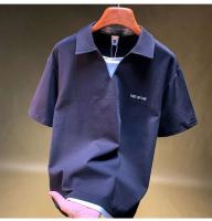 Novedad de verano de 2021: polo falso de dos piezas, camisa fina holgada de manga corta con cuello en V para hombre y cuello plegable - details 8