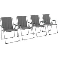 4 Sillas Camping Plegables Sillas Plegables Jardín Exterior Acolchadas en Tela Oxford con Marco Acero y Reposabrazos Carga 120 kg para Terraza Playa 53x54x76 cm Gris - details 0