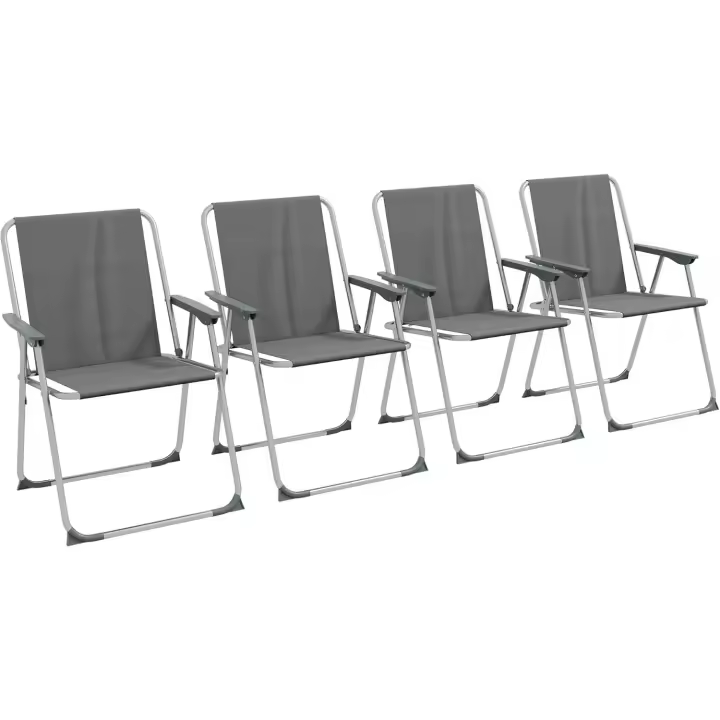 4 Sillas Camping Plegables Sillas Plegables Jardín Exterior Acolchadas en Tela Oxford con Marco Acero y Reposabrazos Carga 120 kg para Terraza Playa 53x54x76 cm Gris - 1