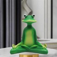 Estatua de rana de meditación Zen verde, artesanía de resina, adorno de rana meditando, estatuilla de Animal de jardín bonita - details 11