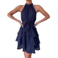 Elegante Vestido Mini sin Mangas Alinea A con Volantes y Borlas para Mujeres - details 0