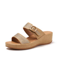 Sandalia Water Diamond Slope con zapatillas para mujer con paja de vacaciones romana de estilo étnico - details 2