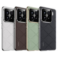 Funda protectora de lente de cámara de cuero vegano de lujo para Xiaomi 15 Pro 15, cubierta de teléfono con parachoques de PC plateada - details 0