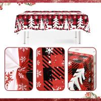 Mantel de Mesa de Plástico a Cuadros Cubierta de Árbol de Navidad con Renos - details 2