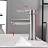 Grifo de Lavabo de Acero Inoxidable, Mezclador Monomando para Lavabo, Níquel Pulido - details 1