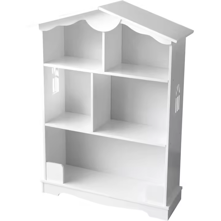 Estantería de madera para niños, Casa Blanca, tres estantes, altura 101 cm, librero para dormitorio - 1