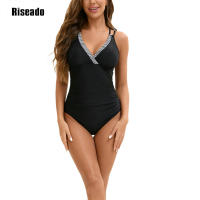 Trajes de baño de una pieza para mujer, traje de baño sexy con cuello en V, cruzado, fruncido, push up, adelgazante - details 1