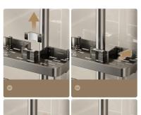 Soporte para cabezal de ducha de baño, montado en la pared, no requiere perforación, organizador de champú, soporte de iluminación de diseño integrado - details 10