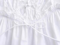 TRAFZA-Top de popelina sin mangas con lazo para mujer, Top elegante con pliegues sólidos, camisetas sin mangas con cuello en V, ropa de calle - details 15