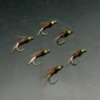 5/10 Uds Señuelos de pesca con mosca cebo para insectos artificiales cabeza de latón Príncipe Ninfa agua dulce trucha salmón Lucio lubina mosca húmeda biónica señuelo con caja - details 2