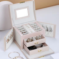 Caja de almacenamiento de joyas tipo cajonera placa creativa patrón de seda joyero pendientes anillo joyero al por mayor - details 0