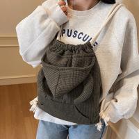 Mochila sencilla con capucha de cuerno de buey, bolso escolar de gran capacidad con diseño de capucha de estilo coreano, bolso con cordón y cremallera de Color sólido para compras - details 7