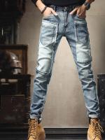 Jeans Moto Denim Vintage Azul Pantalones de Moda para Hombres de Alta Calidad con Bolsillos Elásticos Ropa de Calle de Otoño Nueva - details 11
