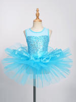 Vestido de baile de Ballet para niñas, sin mangas, lentejuelas brillantes, leotardo de malla, tutú, Ropa de baile, gimnasia, patinaje, disfraz de escenario actuación - details 5
