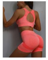 Conjunto de 2 uds de Yoga para mujer, sujetador con espalda hueca + pantalones cortos deportivos para levantamiento de cadera, conjunto de gimnasio sin costuras, ropa deportiva, chándal - details 31