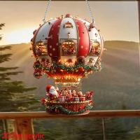 Adornos colgantes acrílicos de Papá Noel en globo aerostático navideño, decoraciones de pared para dormitorio y sala de estar - details 5