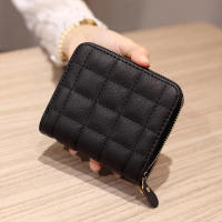 Cartera corta de cuero PU a cuadros para mujer, tarjetero multicapa, monedero pequeño con cremallera - details 2