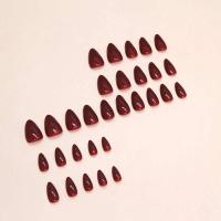 Uñas Rojas Sencillas 30 Piezas con Pegamento Máquina de Prensar Almendras Cabeza Redonda Portátil - details 5