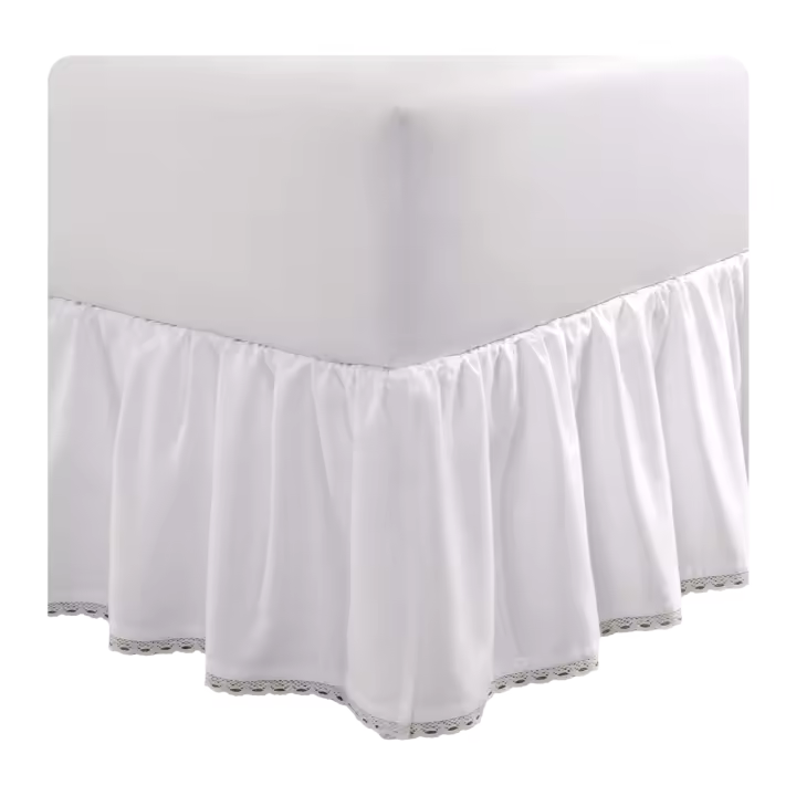 Inicio |   Falda de Cama de Lujo Hotel, fácil Ajuste, Antiarrugas y Resistente a la decoloración, diseño Elegante para decoración del hogar, algodón Satinado, Blanco, - 1