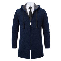 Suéter de punto con capucha para hombre, cárdigan grueso de lana, suéter para exteriores, abrigos informales sólidos y versátiles, holgados, para otoño e invierno - details 1