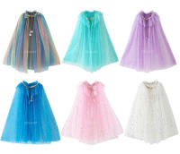 Capa de disfraz de princesa para niña, accesorios de fiesta, Blancanieves, Elsa, Anna, Rapunzel, Aurora, lentejuelas, tul, Halloween - details 1