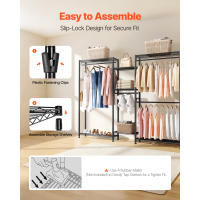 Perchero para Ropa SucceBuy, Organizador de Armario Resistente, 7 Estantes Ajustables con Estructura de Acero, Capacidad de Carga de 385.5 kg, Perchero con 4 Barras para Colgar Ropa para Dormitorio, Tienda o Pasillo - details 5