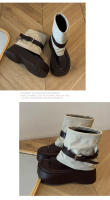 Botas Cortas Retro para Mujer Versión Coreana con Suela Gruesa, Cinturón con Rebloque, Punta de Botas Redonda - details 9