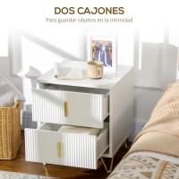 2 Cajones Mesa de Noche Moderna con Patas de Metal Carga 40 kg para Salón Dormitorio 40x40x47 cm Blanco - details 4