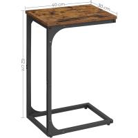 Mesa Auxiliar Industrial para Sofá Mesa de Noche en C, Bandeja de TV para Sala de Estar, Dormitorio, Estilo Rústico Marrón y Negro - details 2