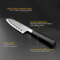 Cuchillo de cocina japonés Santoku, utensilio de acero inoxidable para tallar, Santoku - details 2