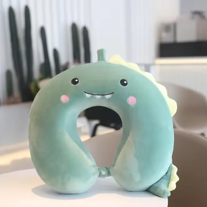 Almohada de viaje en forma de U de algodón con memoria Animal, conejo, León, almohada para el cuello del coche, almohada de descanso para el mediodía, almohada de viaje para avión, relaja el cuello - 1