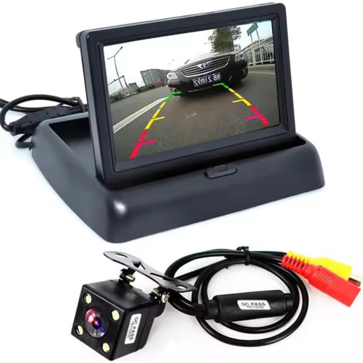 Mini Monitor LCD TFT de alta resolución para coche, cámara de visión trasera, sistema de aparcamiento de marcha atrás, plegable, 4,3 ", 1 Juego - 1