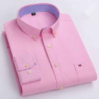 Camisa Casual de Algodón Puro para Hombres Manga Larga, Cuadros, Estilo Oxford, Talla Grande - details 16