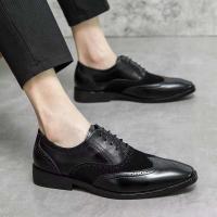 2023 vestido informal hecho a mano de cuero de alta calidad de estilo italiano para hombre con cordones zapatos deportivos negros y marrones - details 9