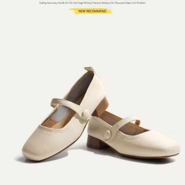 Cabeza cuadrada Mary Jane zapatos de mujer nuevo tacón grueso con estilo francés con falda temperamento zapatos individuales - 1