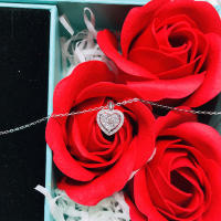 Collar De Lujo Con Pendiente De Corazón Y Circonita En Acero Inoxidable Para Mujer Collar De Cadena Tendencia Joyería De Boda Para Aniversario - details 3