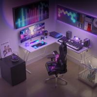 Mesa de Juego en Forma de L 130x130cm Soporte para Monitor Soporte para Auriculares - details 49