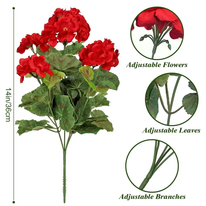 Géranos Artificiales Flor de Seda para Decoración de Bodas y Fiestas al Aire Libre - 1