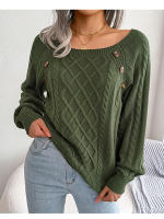 Suéter de punto con botones para mujer, Jersey holgado de manga larga, otoño, 2023 - details 16