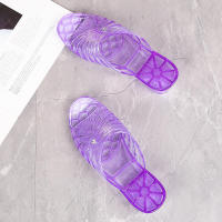 Zapatillas de cuña antideslizantes, zapatillas gruesas de nácar con gelatina de cristal de plástico, tacón medio transparente, ideales para - details 7