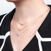 Collar de cadenas ajustables en capas 316L de acero inoxidable sin colgantes, joyería de moda simple para mujeres, 45cm - details 8