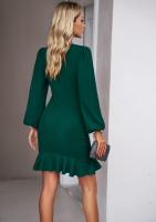 Vestidos de manga larga para mujer, mangas abullonadas, color sólido, volantes de fiesta, Haruku, moda coreana - details 24
