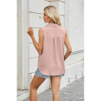 BUNO-2025 Primavera Verano nuevo estilo Color puro botón frontal chaleco Top de gasa ropa de moda y elegante para mujer fibra de poliéster - details 32