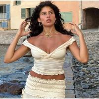 Conjunto de Moda de Verano para Mujer Top de Encaje con Cuello en V y Falda Larga de Cintura Alta - details 11